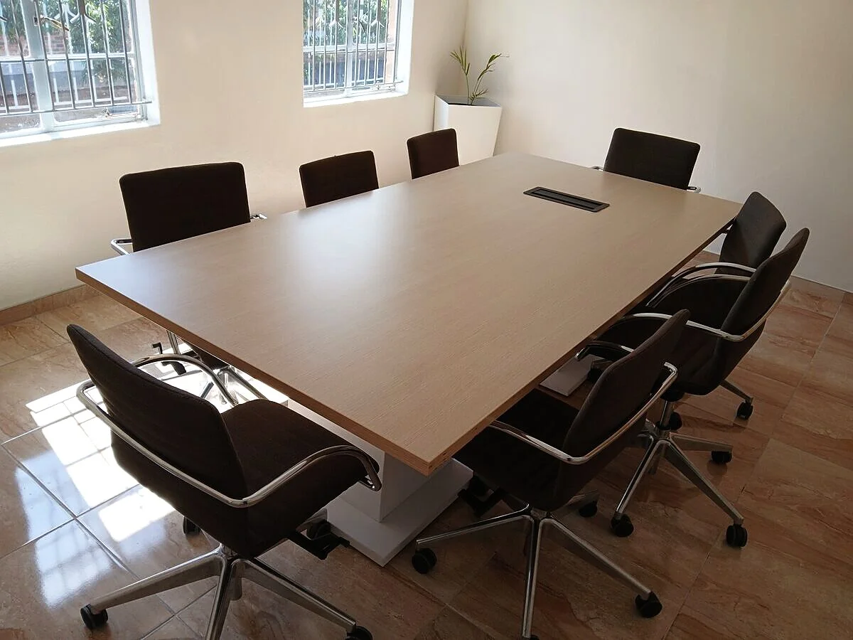 Boundless boardroom: custom conference table and timber joinery, Parkmore Sandton