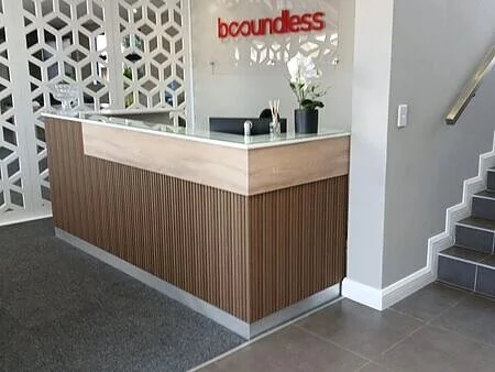 Reception counter and arrival zone, Parkmore Sandton commercial fit-out