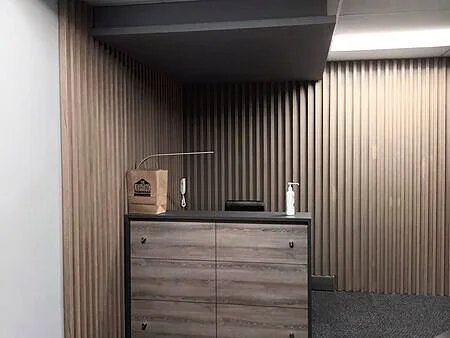 Installed reception feature wall and desk, Sandton corridor office