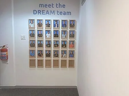 Display frames for stories and donations, Reach for a Dream interior