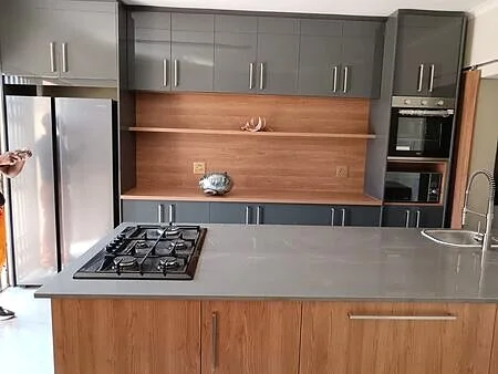 Gloss and wood-look kitchen cabinetry, Roodepoort West Rand