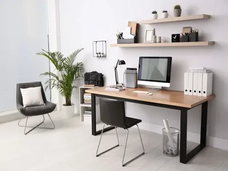 Article hero: minimalist Rosebank office with steel and oak accents