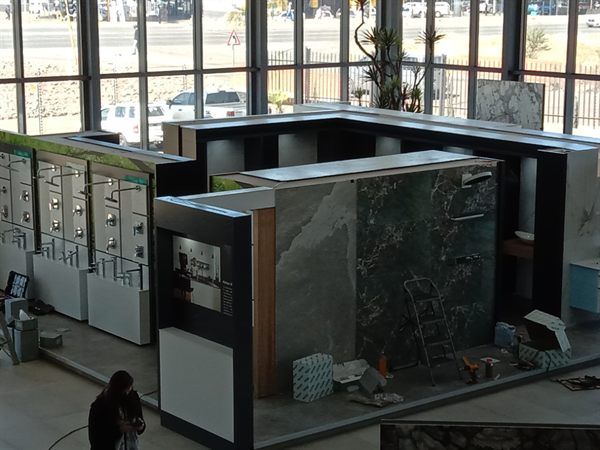 Custom exhibition display booth with feature walls and counters &mdash; Wito Projects Johannesburg